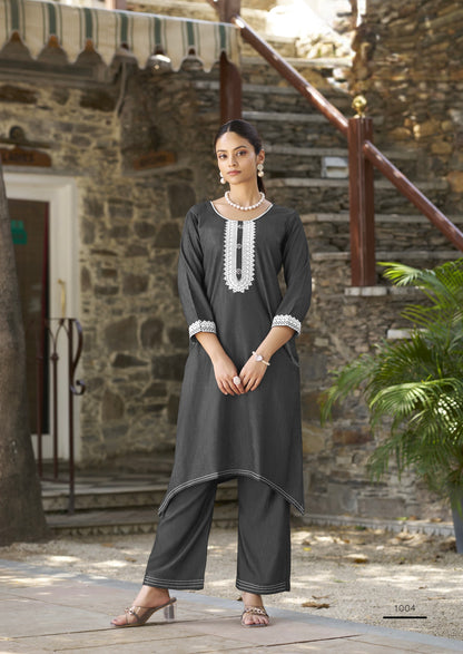 Premium Fancy Denim Co-Ord Set for Women with Thread Work – Fish-Cut Top and Pocket Pant