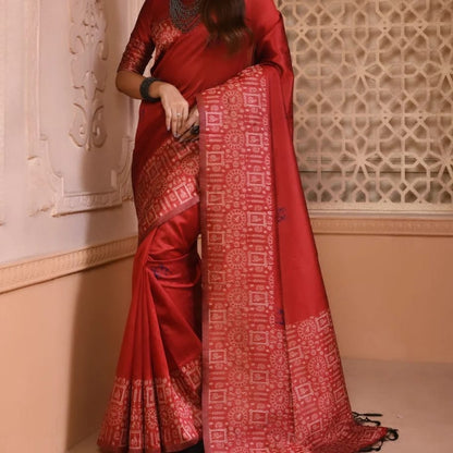 Banglori Handloom Raw Silk Saree with Rich Weaving Pallu and Blouse Piece for Women