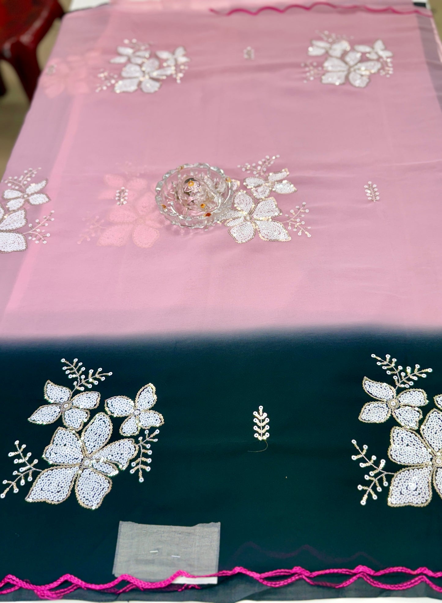 Georgette Saree with Embroidery Work and Satin Blouse for Women