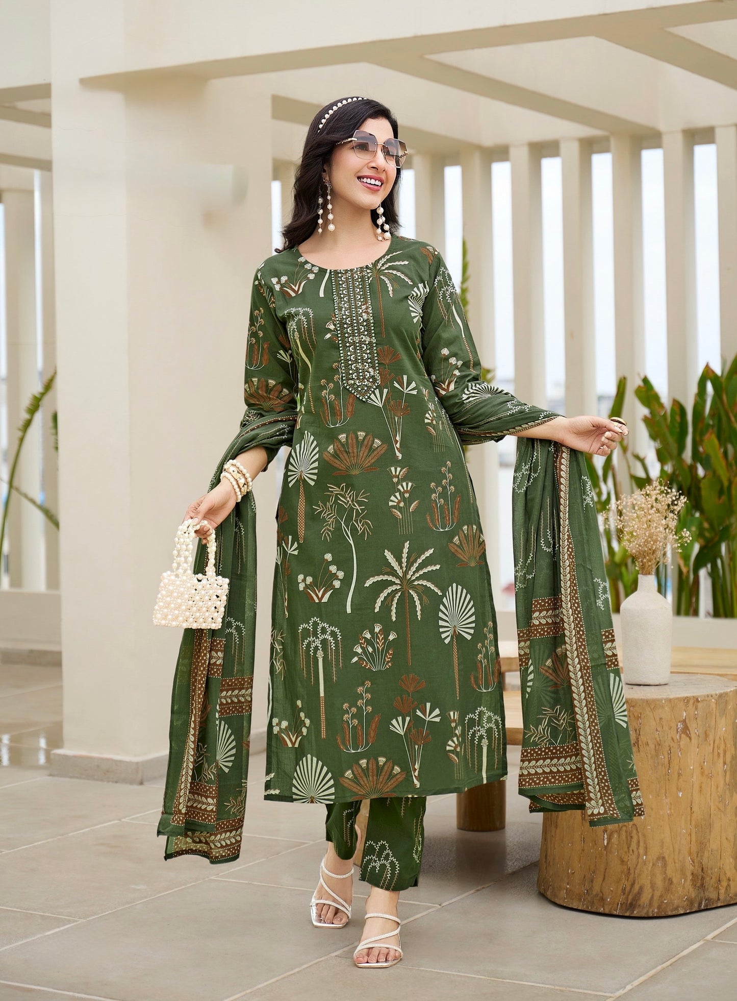 Cotton Printed Suit Set with Embroidery – 3-Piece Set with Dupatta (XXL to 4XL)