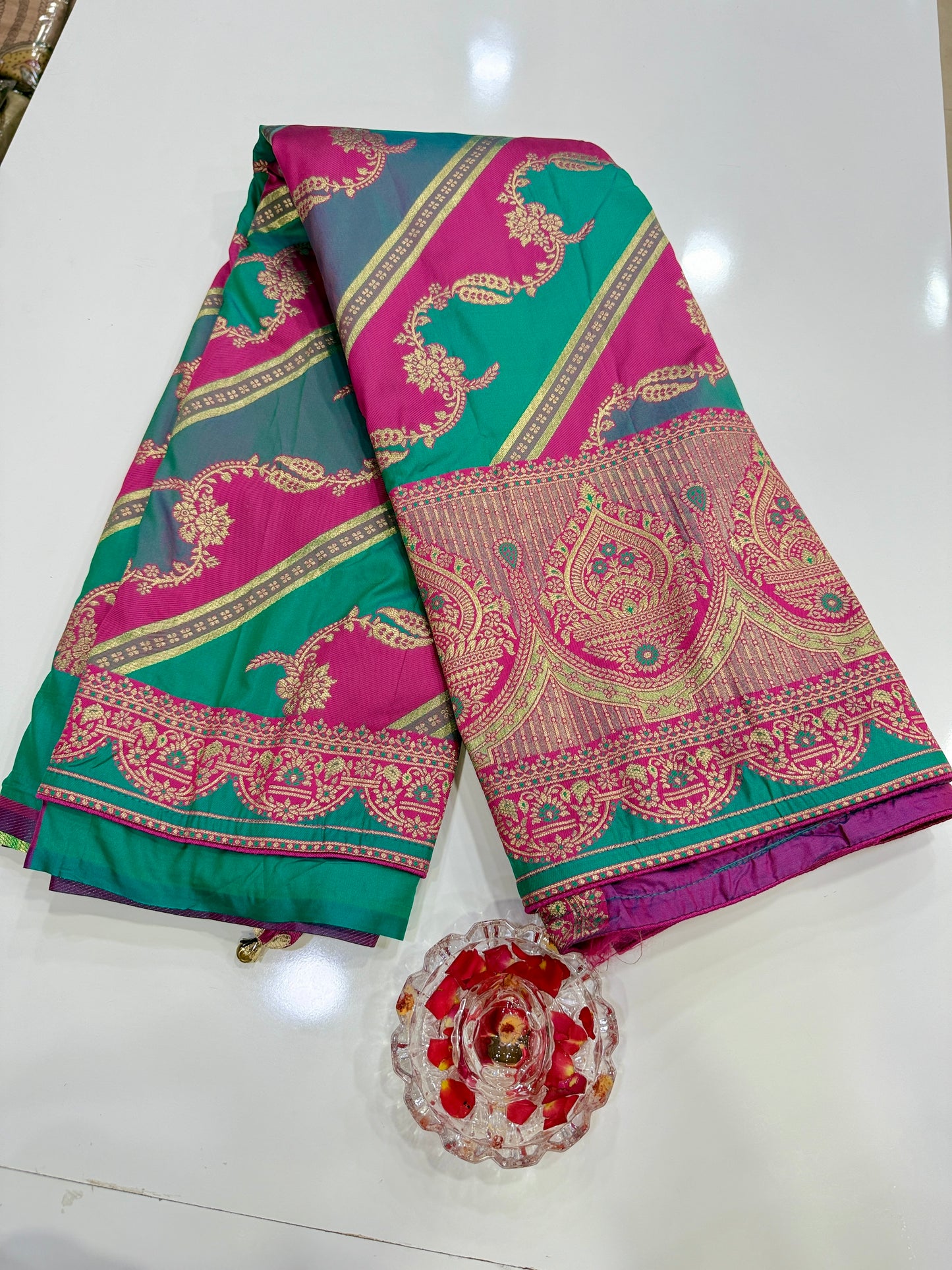 banarasi saree with zari weaving and embroidered silk blouse – ethnic festive wear for women