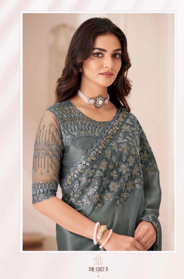 Satin Georgette Saree with Elegant Design for Festive and Party Wear – Soft and Flowy Drape