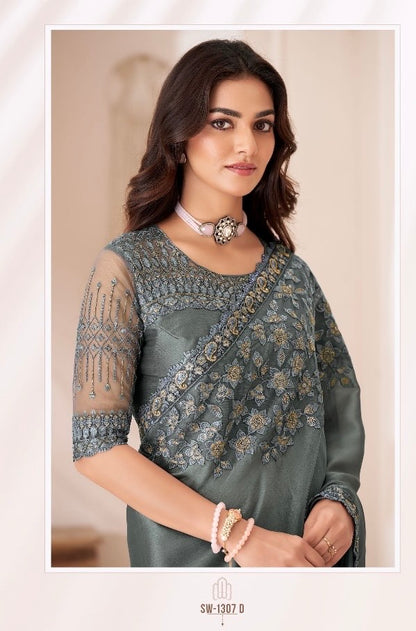 Satin Georgette Saree with Elegant Design for Festive and Party Wear – Soft and Flowy Drape