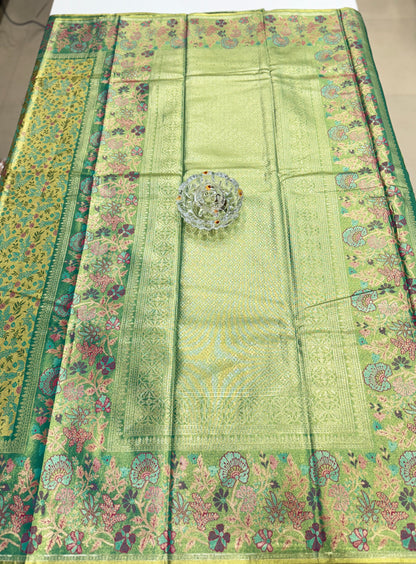 Dharmavaram Style Silk Saree with Zari Floral Weaving and Grand Pallu – Traditional Wedding Saree