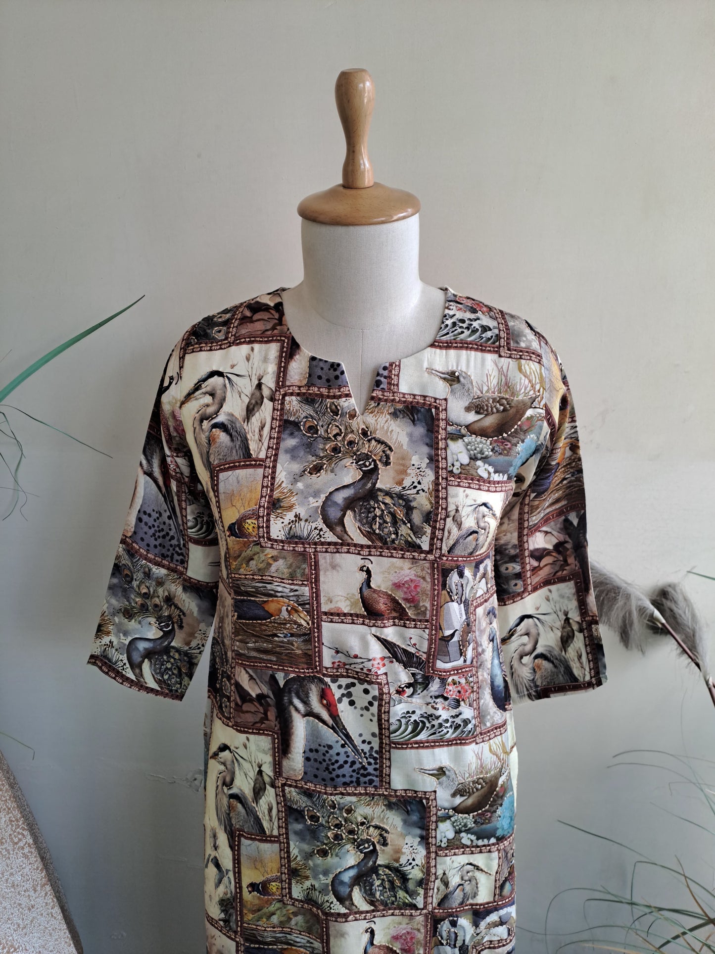 Dola Silk Kurta Set with Digital Print, Kantha and Sequin Work Viscose Cotton Pant – Ethnic Wear for Women (38 to 46)