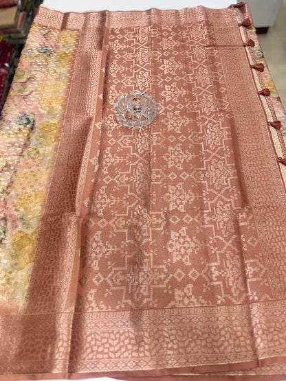 Georgette Silk Butti Saree with Rich Printed Pallu