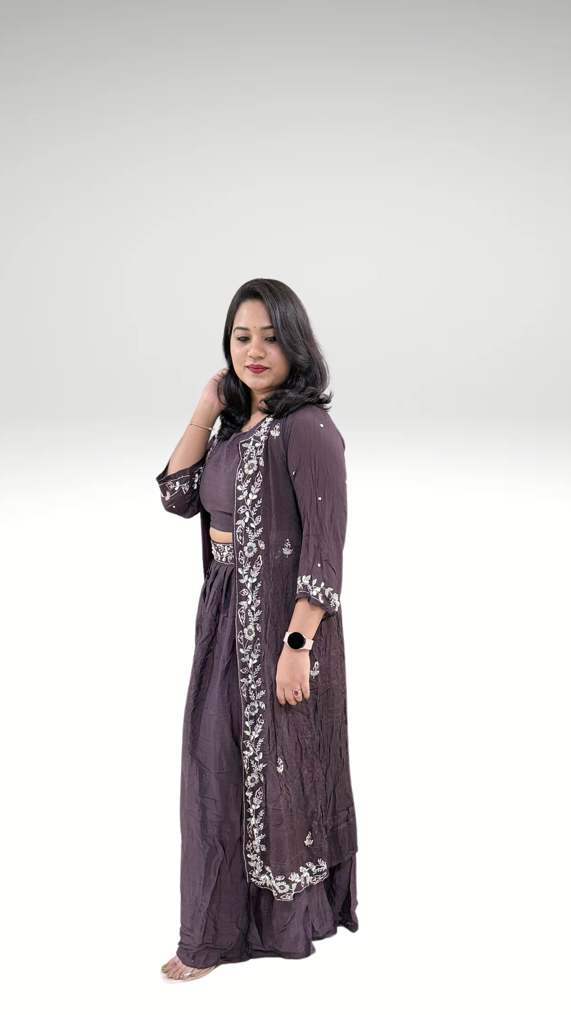 Chinon Chiffon Skirt Choli Set with Heavy Handwork Jacket – M to 2XL Sizes Available