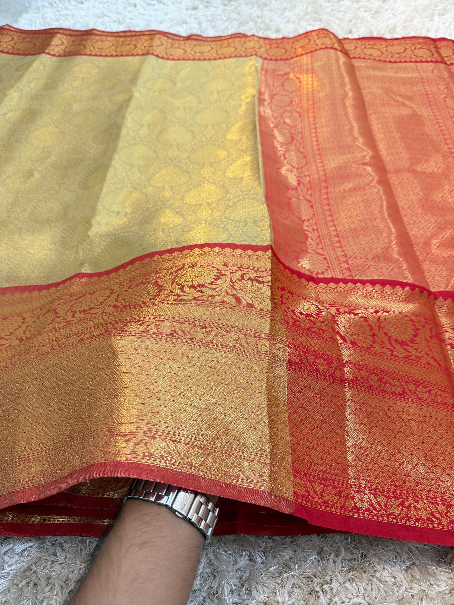 Banarasi Zari Tanchui Kanchipuram Soft Silk Saree with Rich Pallu and Brocade Blouse