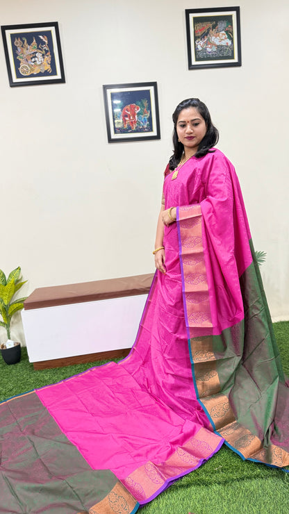 3D Emboss Soft Silk Saree with Contrast Chitt Pallu and Running Blouse – Art Silk Collection