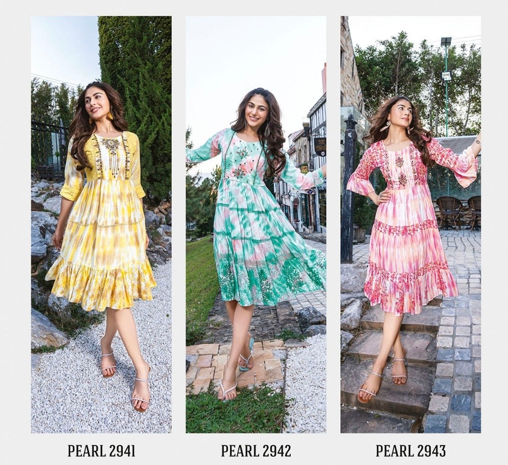 Pure Muslin Tie-Dye Handwork Frock Dress – Women’s Designer Summer Wear (XL, XXL)