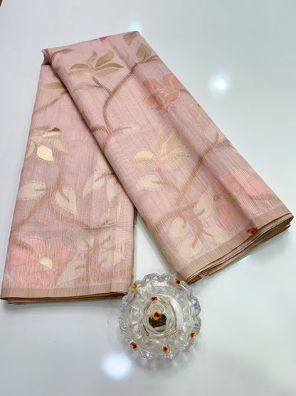 Jamdhani Cotton Saree with Zari Weave and Tassel Pallu – Pastel Festive Wear