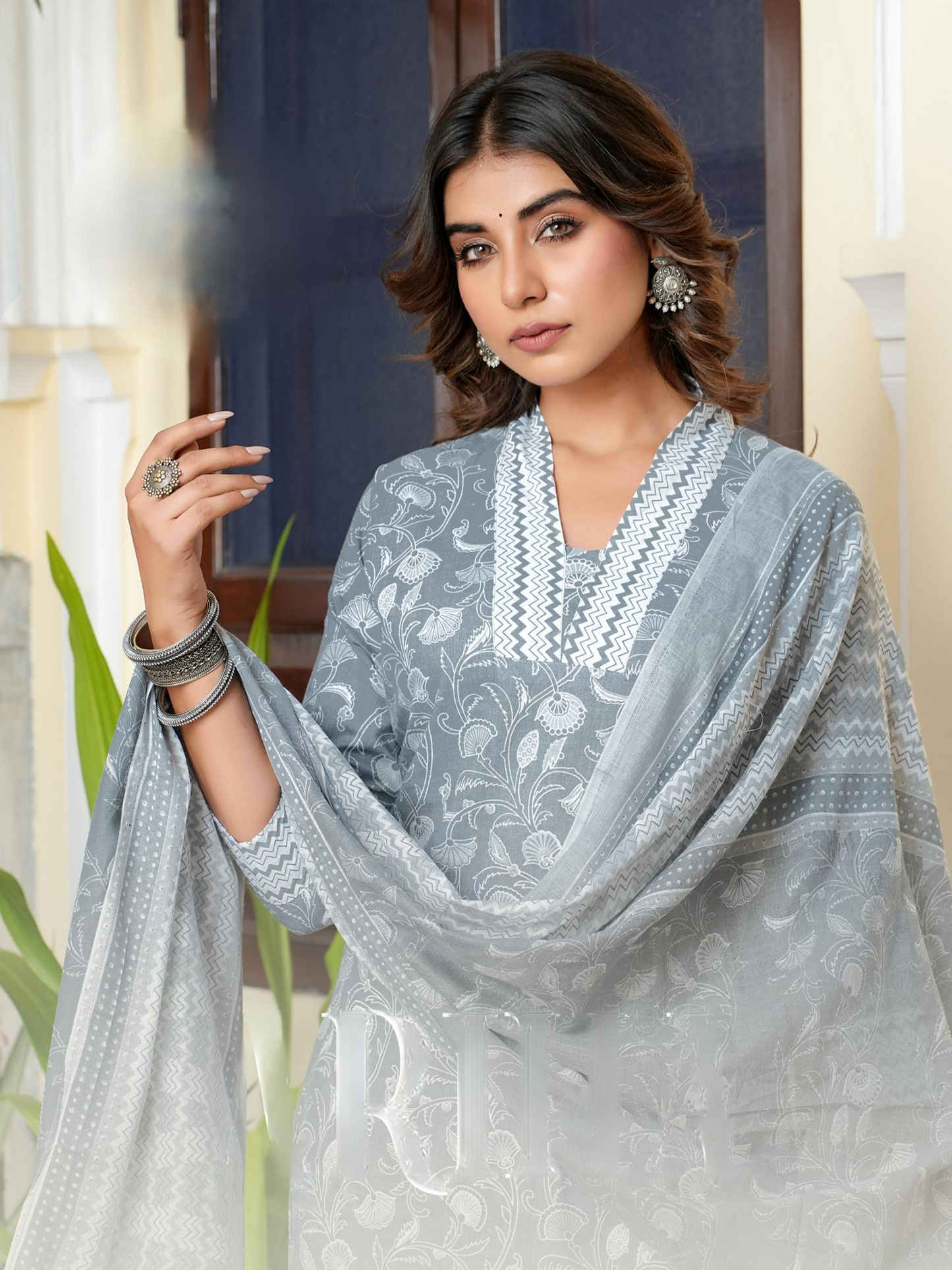 Cotton Print Kurta Pant Dupatta Set for Women with Mul Dupatta – Plus Size Options 2XL to 5XL