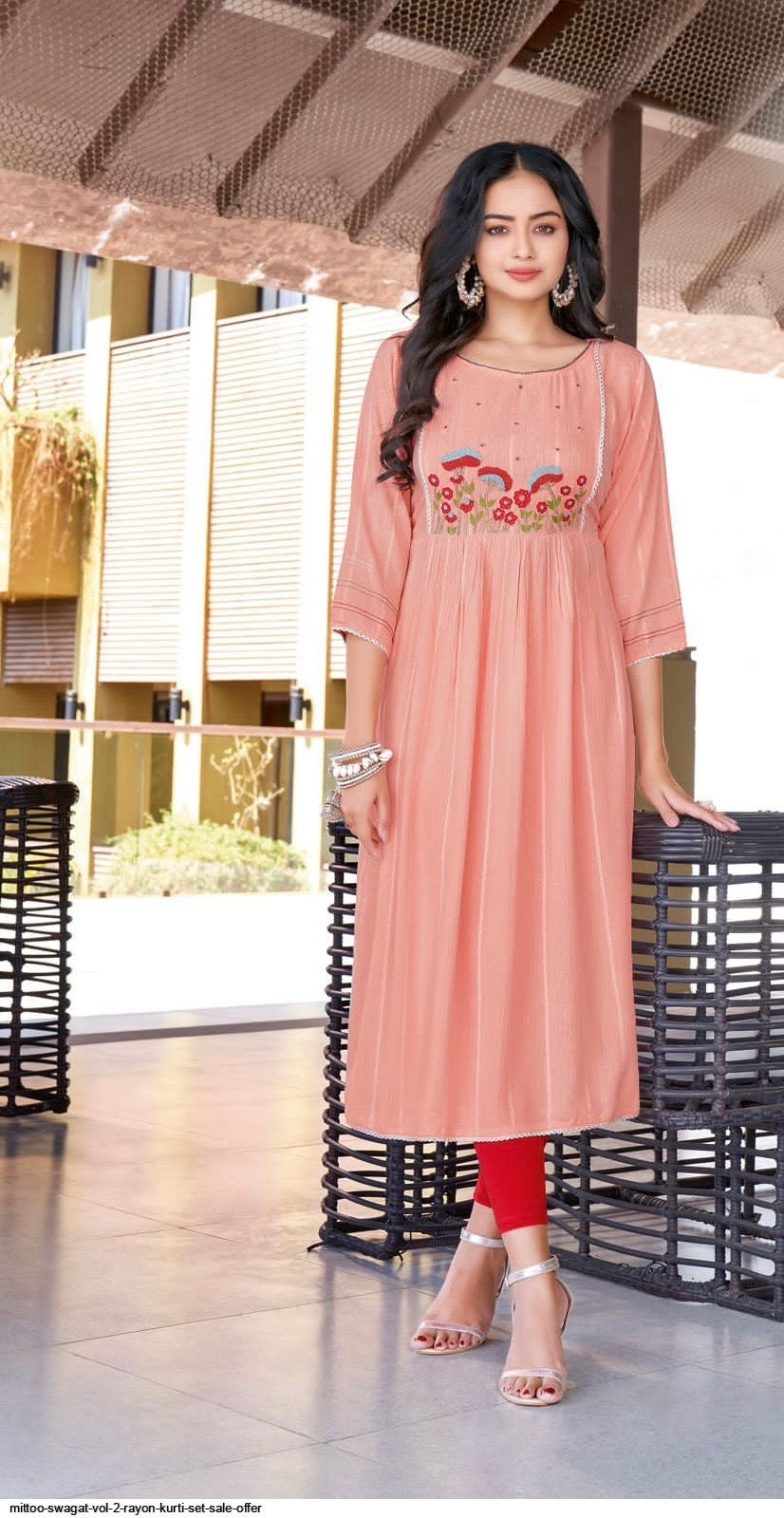 Rayon Wrinkle Lurex Kurti with Embroidery and Handwork for Women – XXL & XXXL, Multiple Designs
