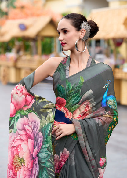Pure Georgette Saree with Exclusive Digital Prints – Women’s Festive and Party Wear