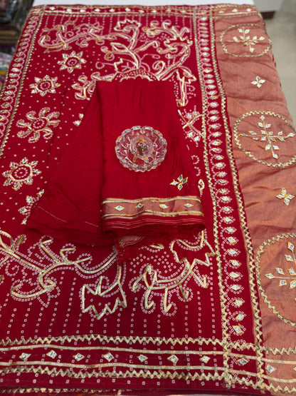 Pure Modal Silk Saree with Embroidered Border and Matching Blouse