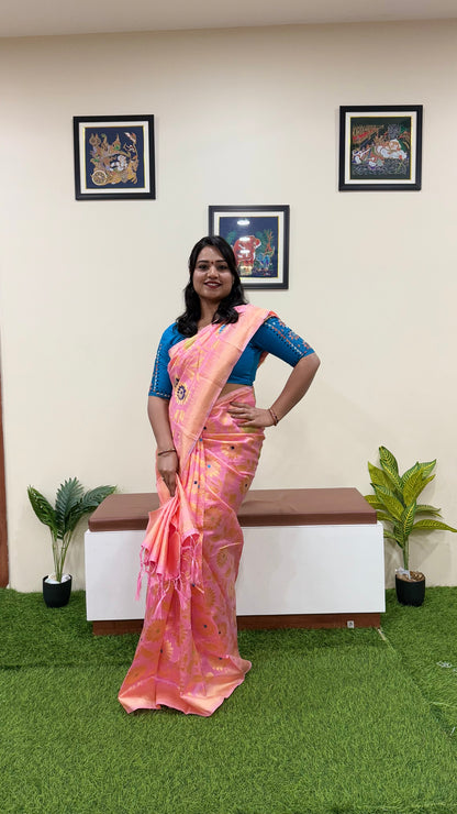 Semi-Chanderi Silk Woven Saree with Zari Border – Traditional Wear Saree for Women