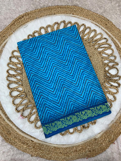 Pure Suti Cotton Saree with Traditional Batik Print – Chikko Tone and Multiple Colour Options