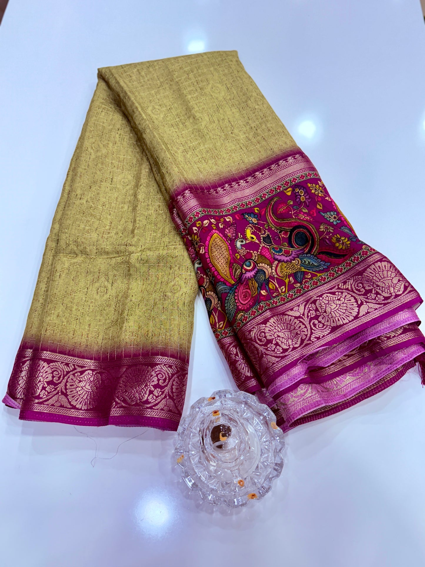 Russian Bentex Border Chittpallu Viscose Crepe Silk Saree with Zari Weaving – Festive Wear