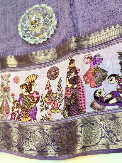 Russian Bentex Border Chittpallu Viscose Crepe Silk Saree with Zari Weaving – Festive Wear