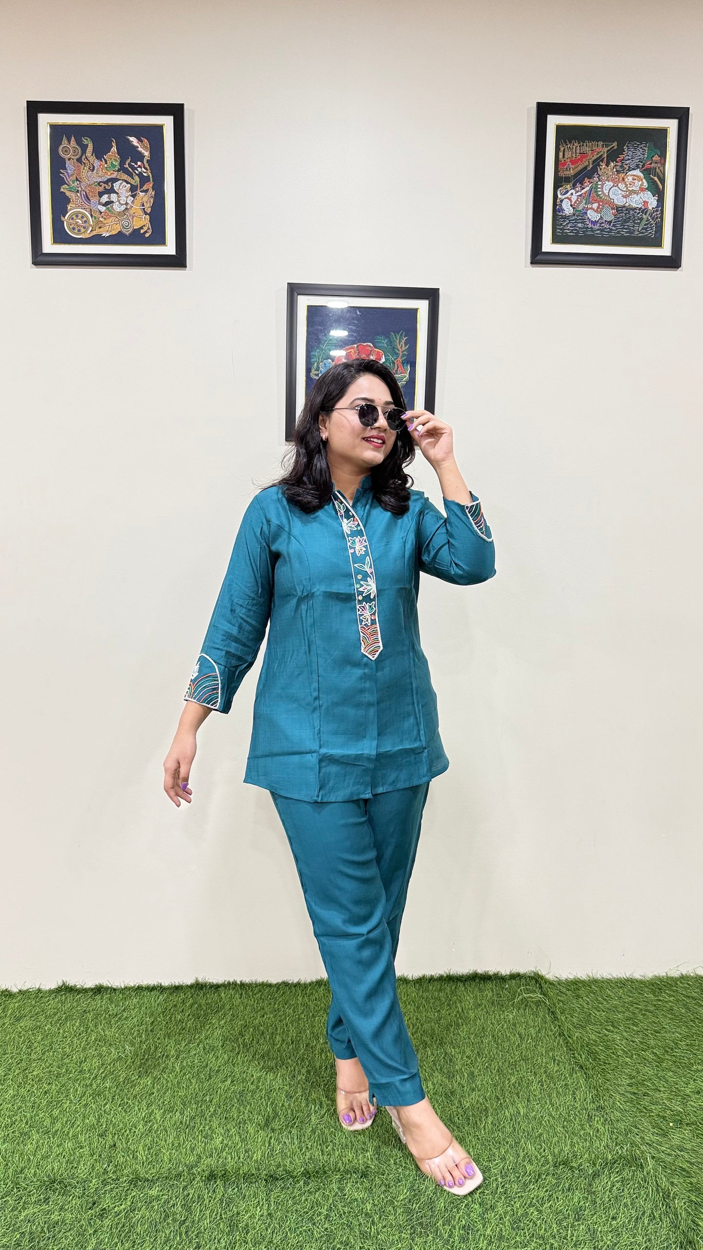 Women's Viscose Latex Co-ord Set in Trendy Solid Design – Sizes XL to 3XL