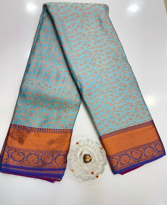 Soft Silk Saree with Samutrika Weaving and Contrast Zari Border for Women – Lightweight Festive Wear Saree