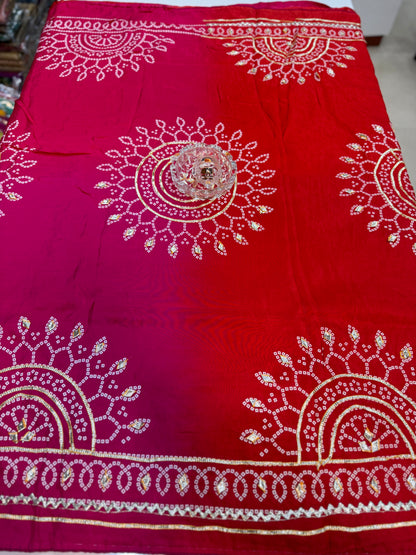 Pure Modal Silk Saree with Embroidered Border and Matching Blouse
