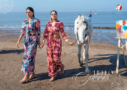 Viscose Chiffon Digital Printed Crop Top with Palazzo – Designer Summer Wear – Sizes S to XL