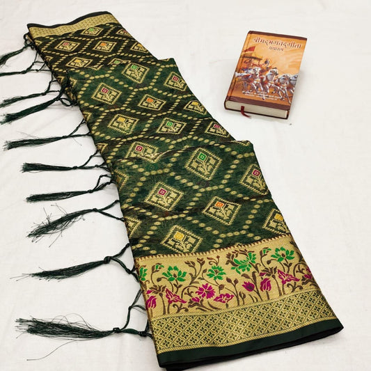 Kanchipuram Organza Saree with Antique Zari Weaving and Brocade Blouse – Festive Wear