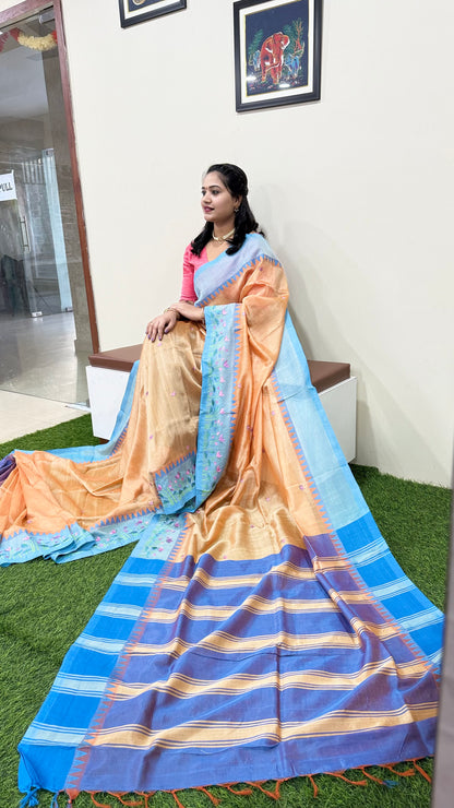 Temple Mangalgiri Pure Pattu Handloom Silk Saree with Embroidery Border