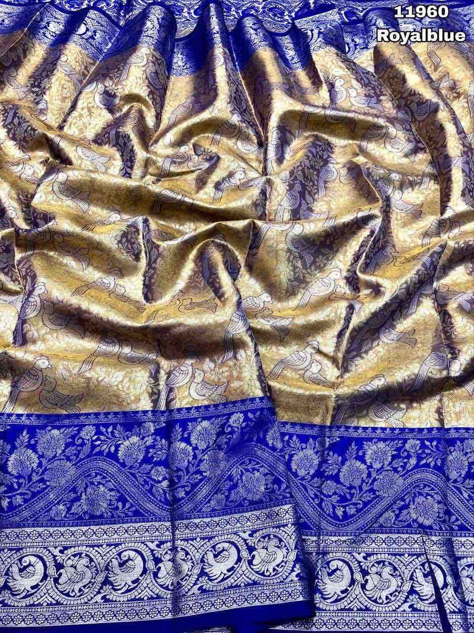 Kanjivaram Pattu Silk Saree with Pure Silver Zari Weaving, Contrast Border and Blouse for Women