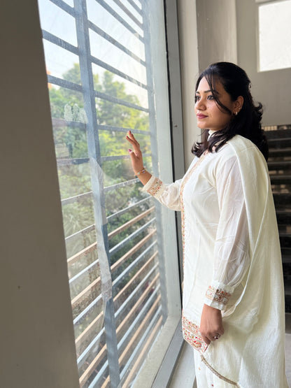 Vichitra Silk Ethnic 3-Piece Set with Embroidered Dupatta – Available in L and XL Sizes