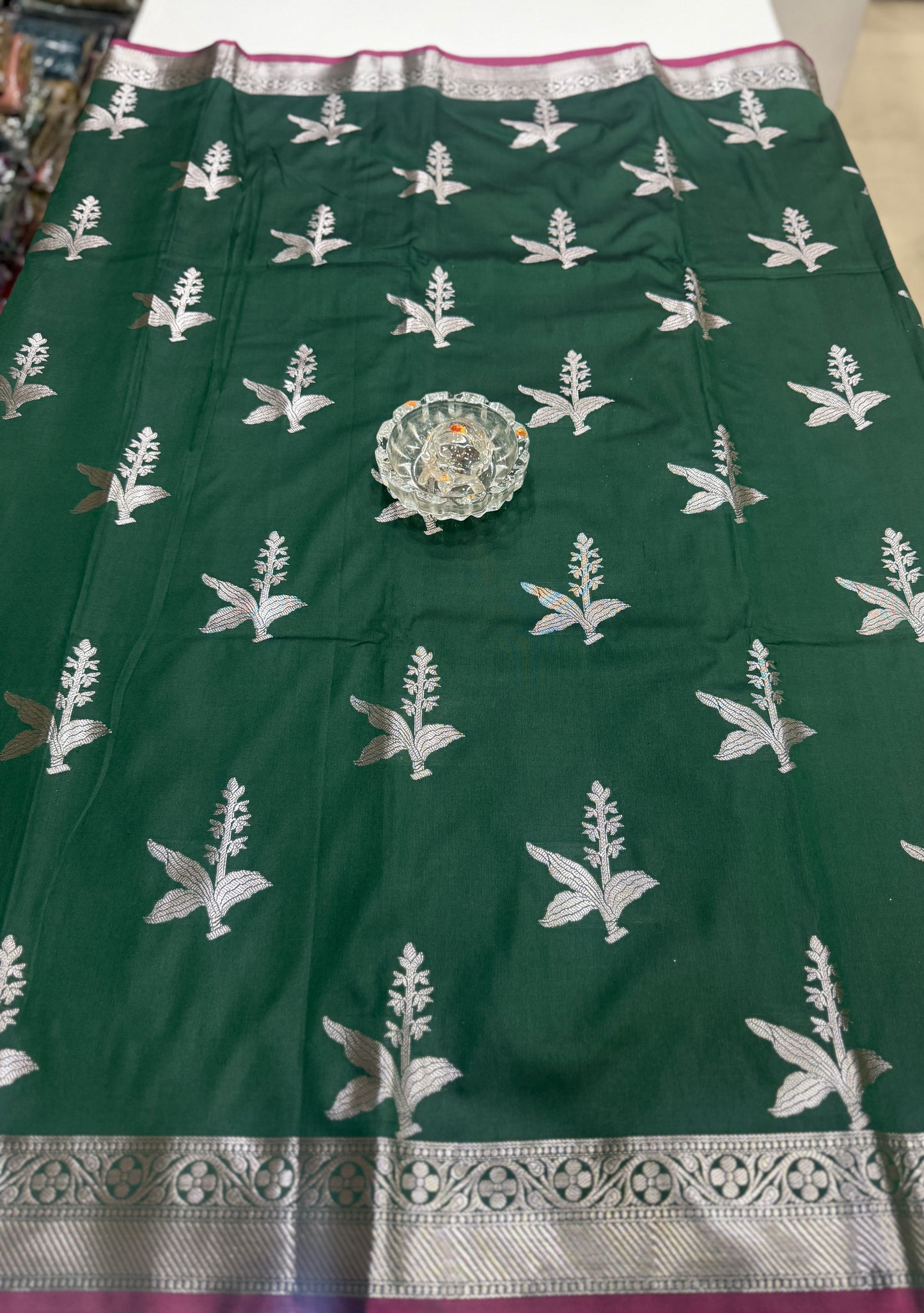 Women’s Banarasi semi mashru katan silk saree with zari boota weaving, rich pallu and brocade blouse