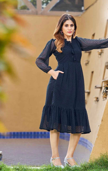 Bubble Georgette Tunic for Women with Inner Lining and Side Pocket