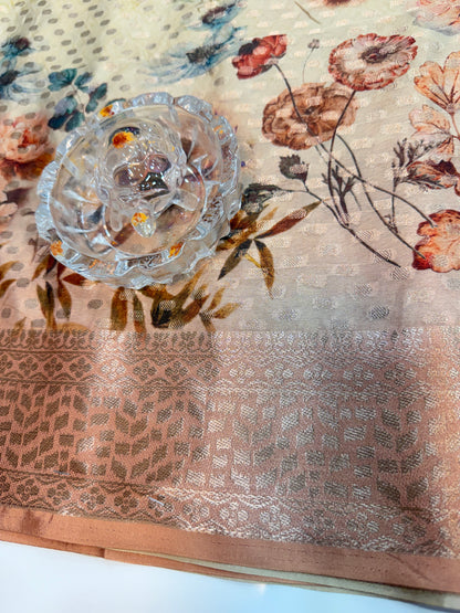 Georgette Silk Butti Saree with Rich Printed Pallu