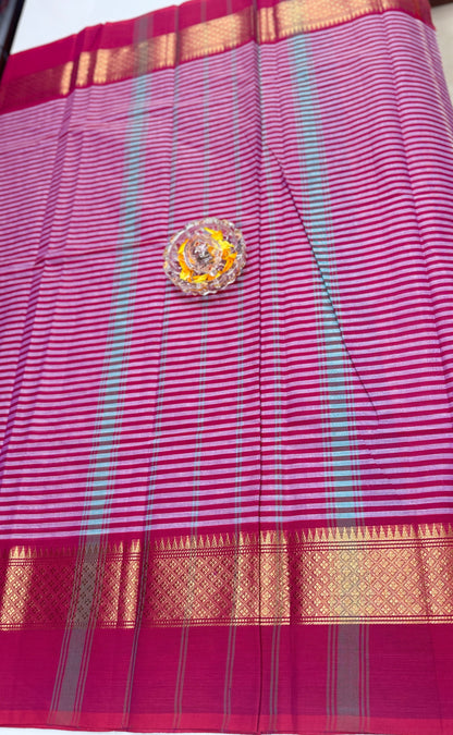 Chettinad Pure Cotton Saree with Zari Border – 80 Count, 20 Colours, 5.5m Length