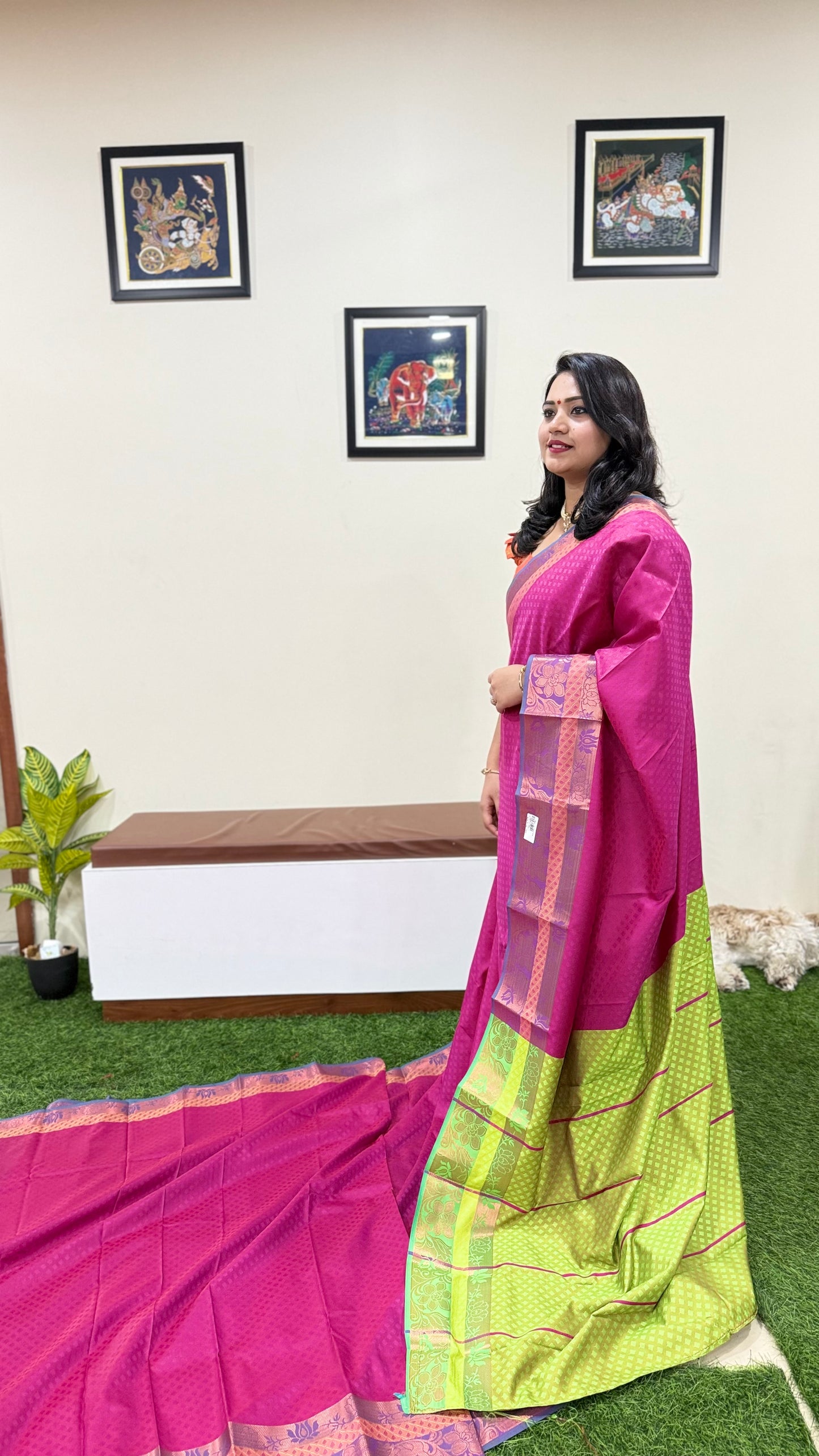 3D Emboss Soft Silk Saree with Contrast Chitt Pallu and Running Blouse – Art Silk Collection