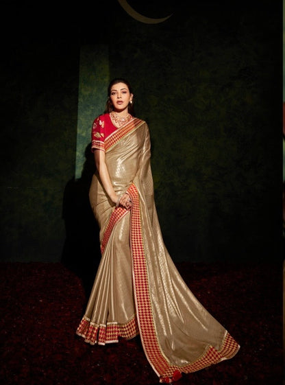 brasso saree with embroidered blouse – festive ethnic wear for women