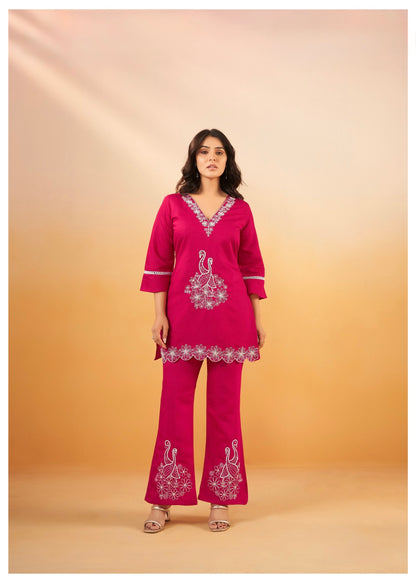 Women's Viscose Silk Co-ord Set with Elegant Work