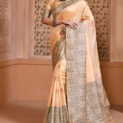 Banglori Handloom Raw Silk Saree with Rich Weaving Pallu and Blouse Piece for Women