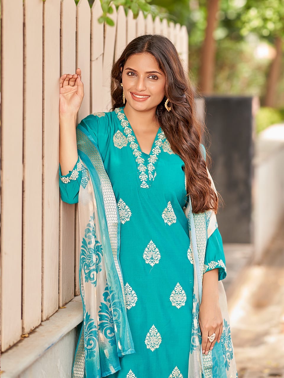 Women’s Roman Silk Straight Suit Set with Digital Print Dupatta – 3-Piece XL to 2XL