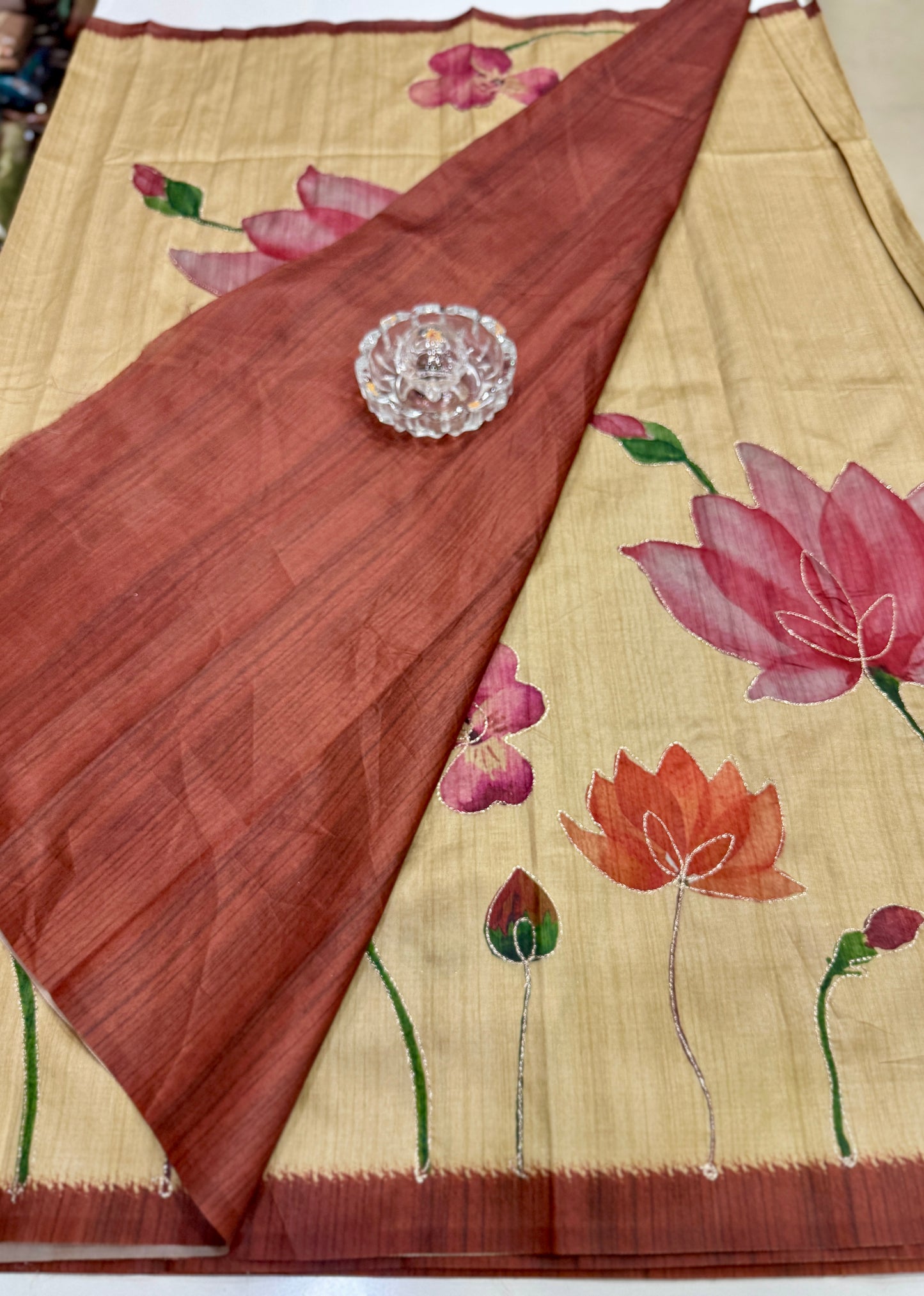 Assam silk saree for women with aari embroidery and paithani motifs, festive wear saree with blouse