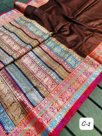 Muga Katan Saree with Brocade Blouse Piece for Women – Plain Body and Soft Drape