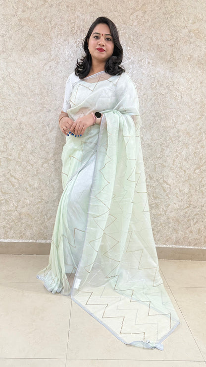 brasso saree with embroidered blouse – festive ethnic wear for women