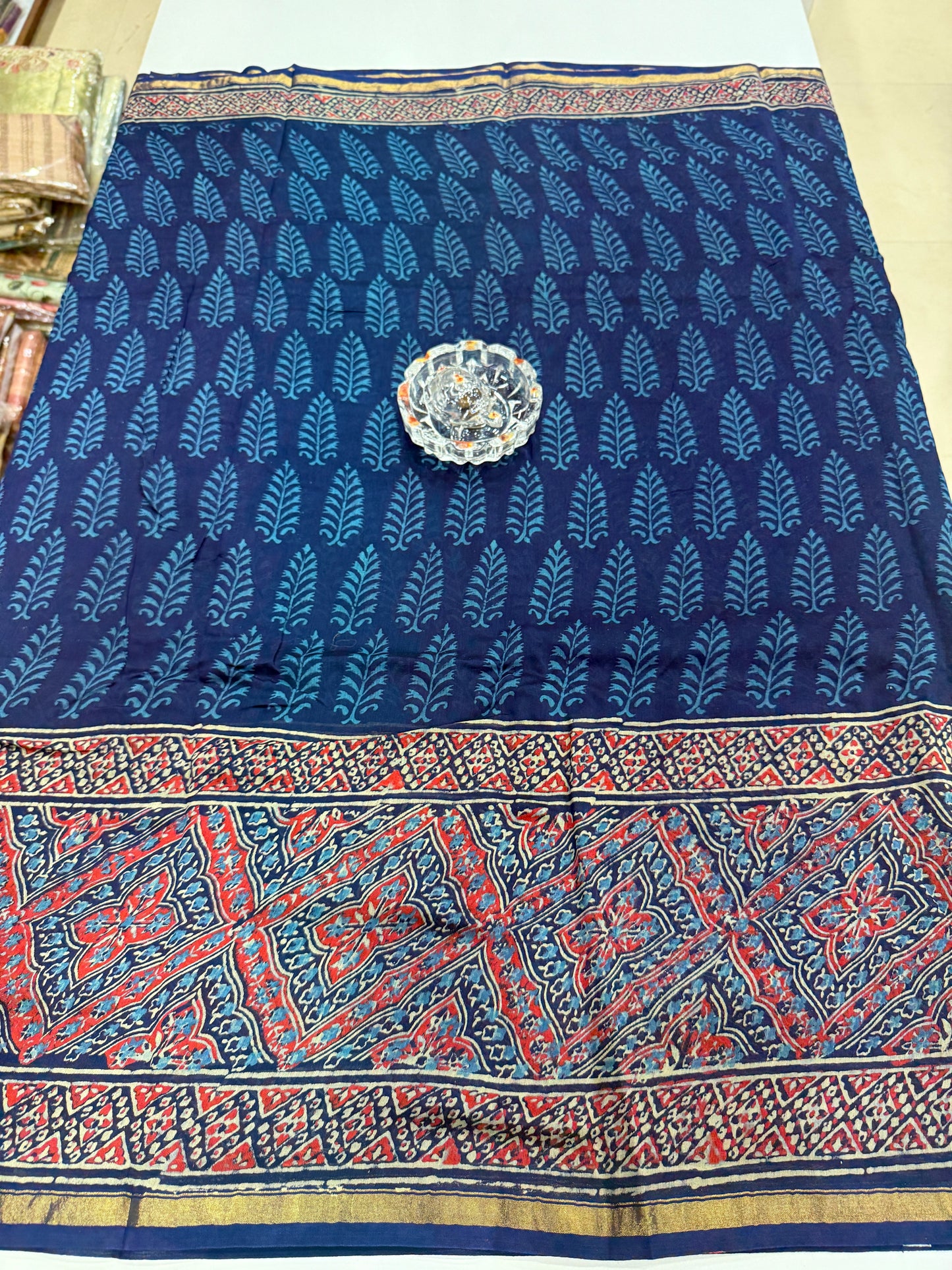 Pure Chanderi Silk Saree with Intricate Handblock Print and Blouse Piece – Traditional Wear for Women