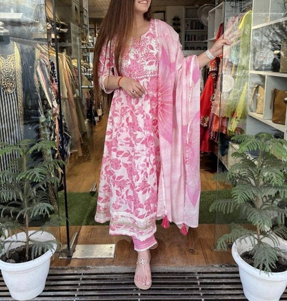 Heavy Rayon Printed Kurta Pant Dupatta Set with Embroidery for Women – Sizes M to XXL