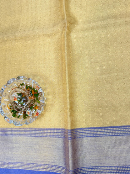 Pure Tussar Tissue Silk Saree with Contrast Border and Blouse Piece – Silk Mark Certified