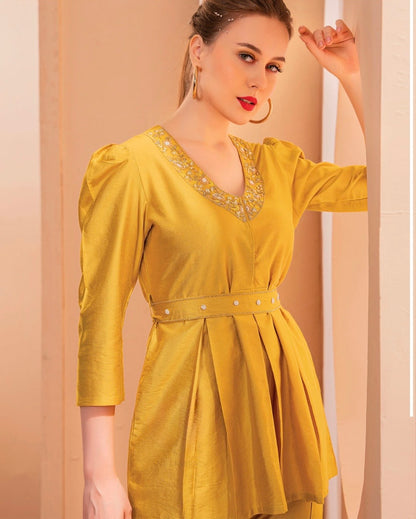 Indo-western dress for women in viscose nylon with heavy handwork – stylish ethnic fusion wear in L and XL