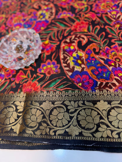Pure Viscose Crepe silk saree with digital floral print and woven zari border for women