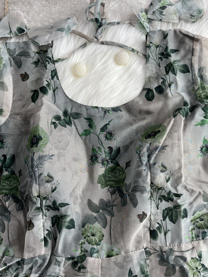 Organza Silk Anarkali Suit Set with Kali Cut, Canvas Patta, Cotton Pants and Dupatta for Women