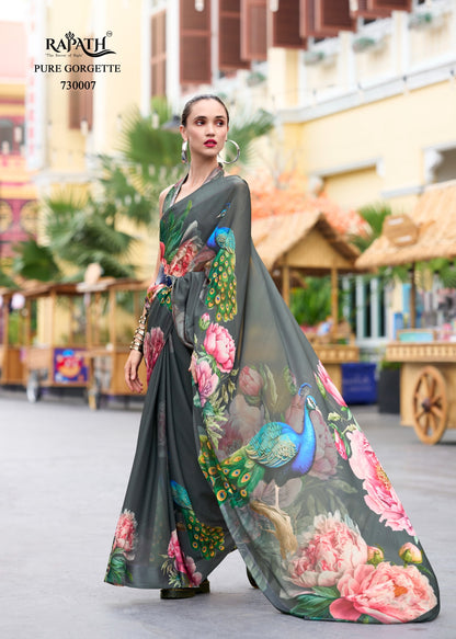 Pure Georgette Saree with Exclusive Digital Prints – Women’s Festive and Party Wear